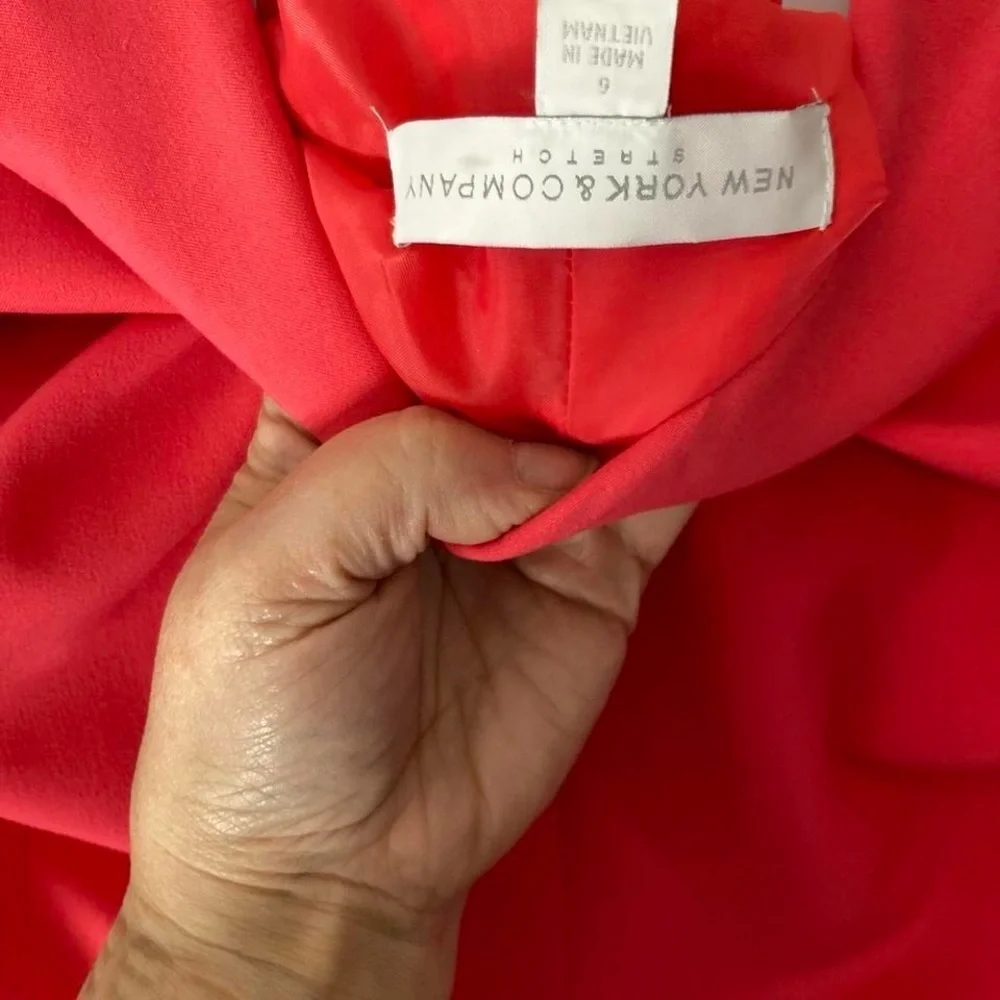 New York & Company RedOrange blazer with shoulder pads 6